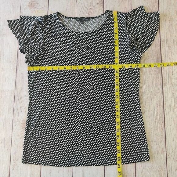 Adrianna Papell polka dot crew neck double flutter top sz S - Picture 6 of 10